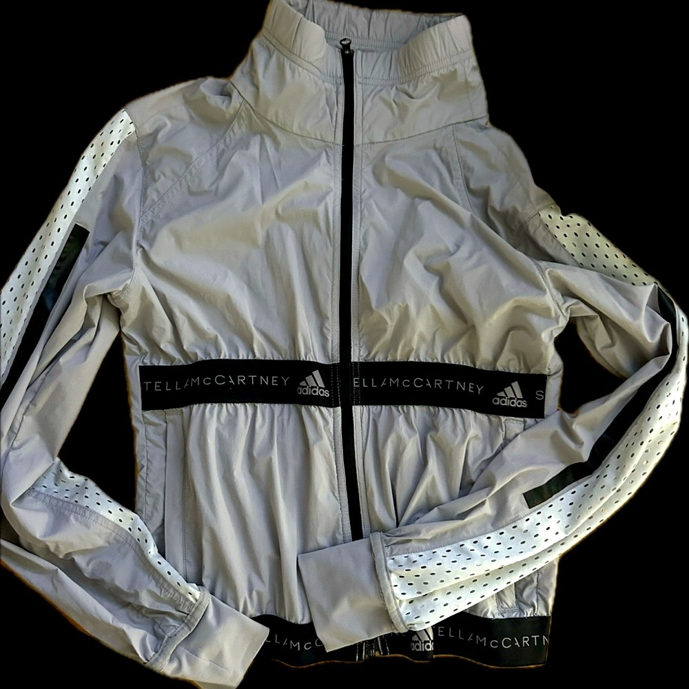 Adidas By Stella McCartney Run Jacket Gray Medium Athleisure Logo Rare 💜